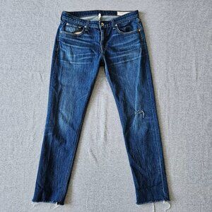 Rag & Bone Boyfriend Jeans Womens 28 Blue Denim Distressed Slim Fit Dre Low Rise